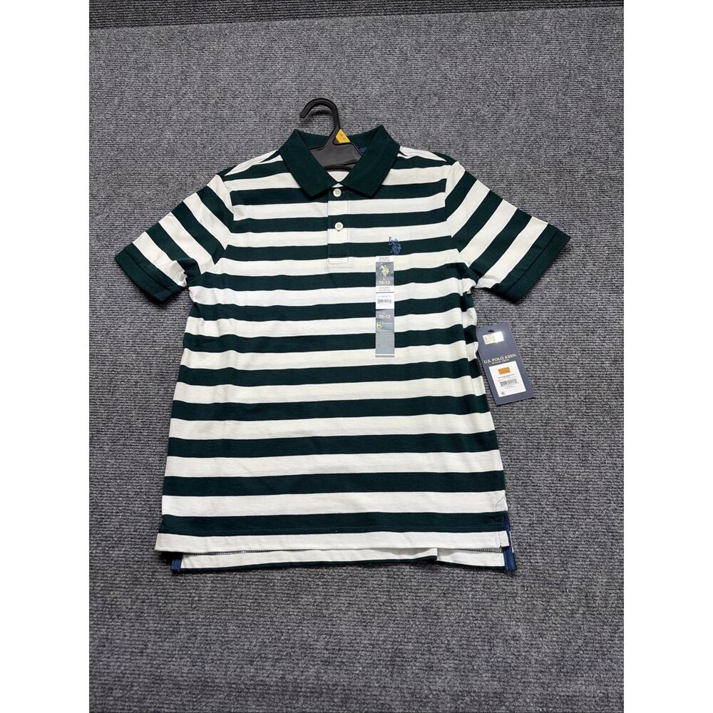 U.S. Polo Assn. Boys Stripe Jersey Polo Shirt Size L 10/12 NWT